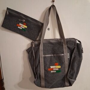 TLC Kanvas 2 Piece Bag Set Teacher Bookworm Librarian Books Apples EUC